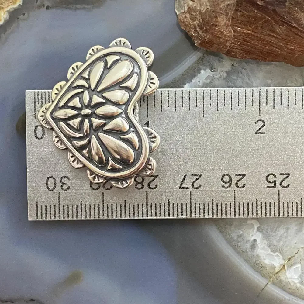 Carolyn Pollack Southwestern Style Sterling Silver Decorated Heart Brooch